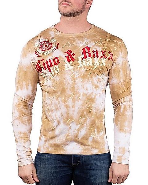 Cipo & Baxx Longsleeve Herren Longsleeve BA-CL489 Gelb XL Markenschriftzug günstig online kaufen