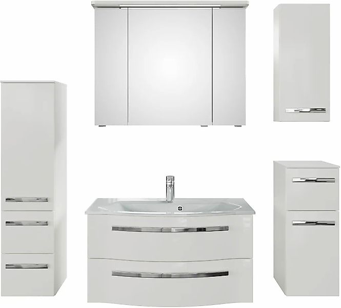 Saphir Badmöbel-Set "Serie 4005, vormontiert, Glaswaschbecken, Spiegelschra günstig online kaufen