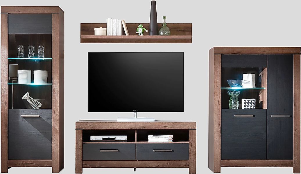 HBZ Mediawand "Balin mit LED-Beleuchtung, Stellmaß 325x197x45 cm" 4 tlg. Wo günstig online kaufen