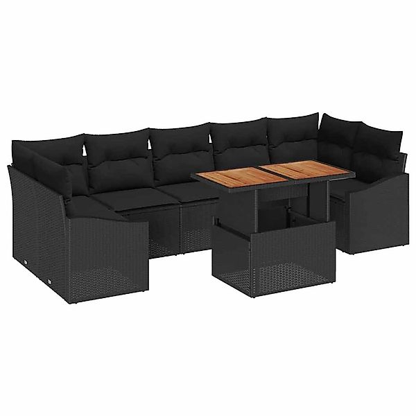 vidaXL Garten-Sofa-Set mit Kissen mit Speicher 8-Tlg Schwarz 3358543 günstig online kaufen