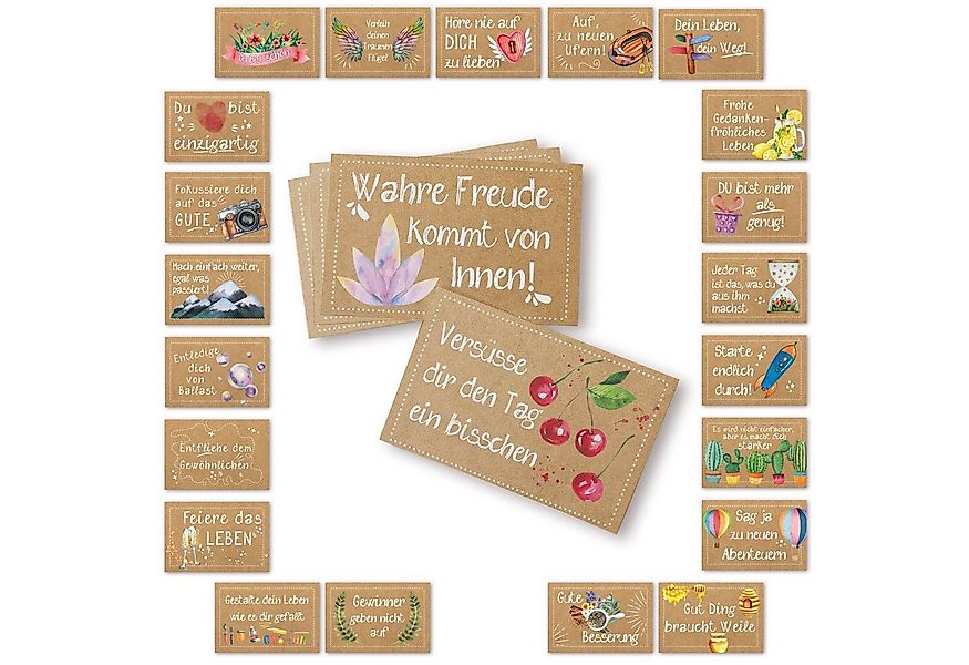 Logbuch-Verlag Dekofigur 24 kleine Sprüche Karten Motivationskarten braun b günstig online kaufen