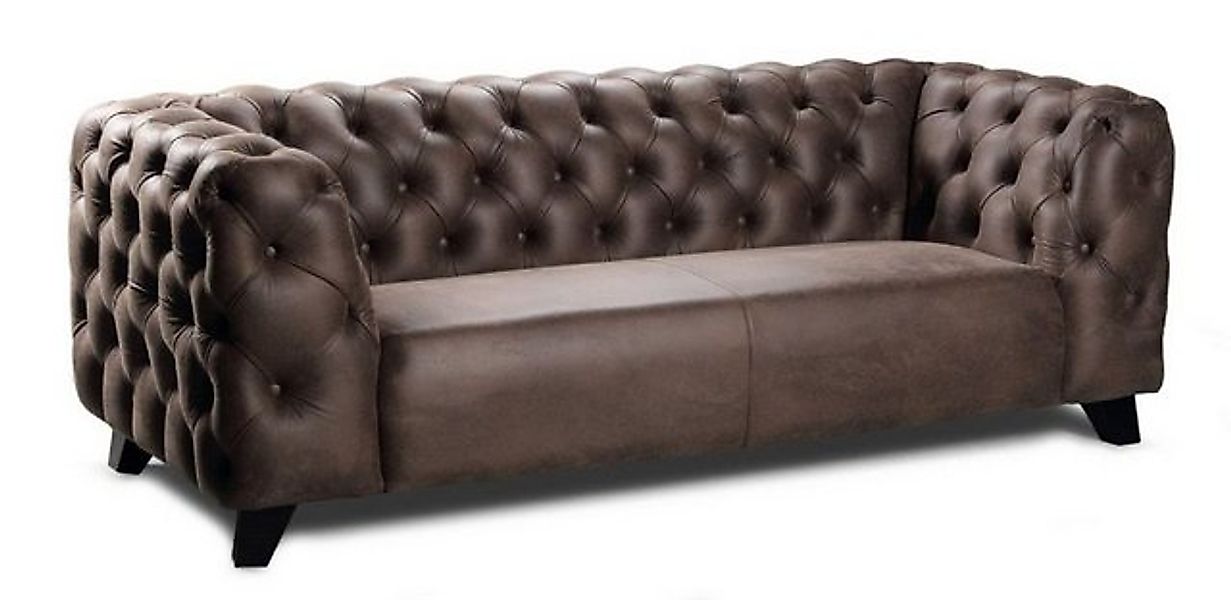 Casa Padrino Chesterfield-Sofa Luxus Chesterfield Leder 2er Sofa Vintage Br günstig online kaufen
