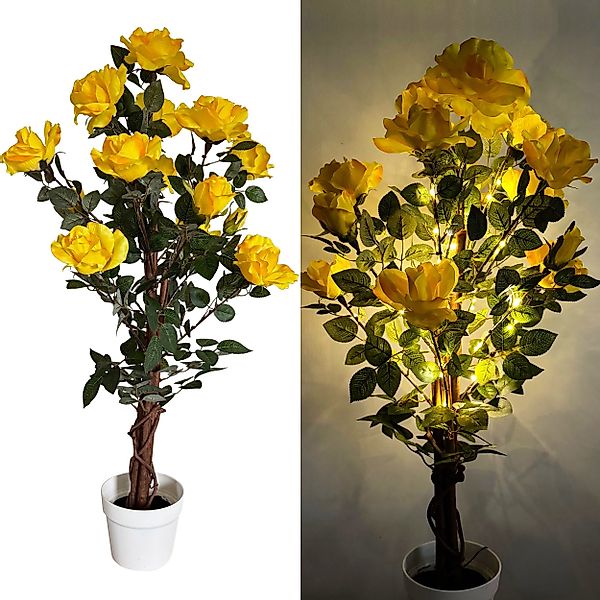 Kunstblume Rosenbaum mit LED-Lichterkette - Künstliche günstig online kaufen