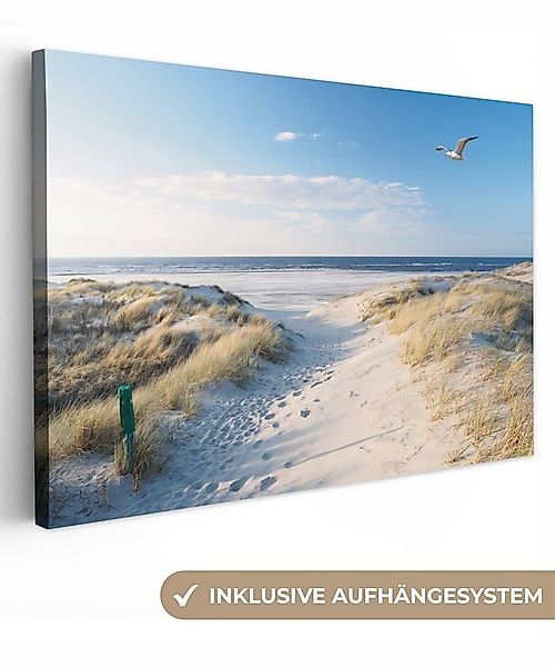 OneMillionCanvasses® Leinwandbild Düne - Möwe - Strand - Meer - Sonne, Foto günstig online kaufen