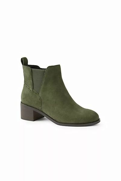 Chelsea-Boots mit Blockabsatz, Damen, Größe: 41.5 Normal, Grün, Leder, by L günstig online kaufen