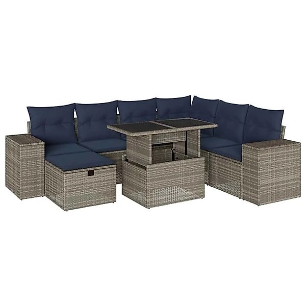 vidaXL 8-Tlg Gartensofa-Set mit Kissen Grau Polyrattan 3275321 günstig online kaufen