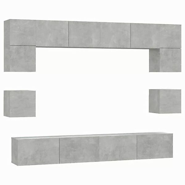 vidaXL TV-Schrank 8-tlg. TV-Schrank-Set Betongrau Holzwerkstoff (8-St) günstig online kaufen