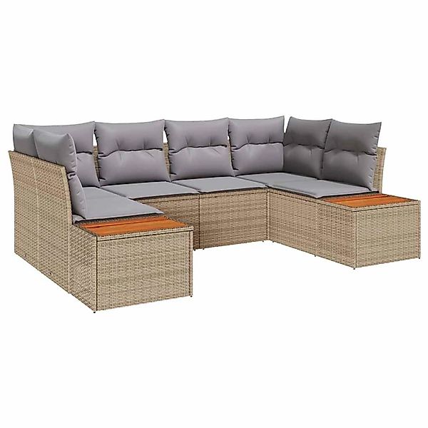 vidaXL Garten-Sofa-Set mit Kissen 6-Tlg Beige Poly Rattan 3348156 günstig online kaufen