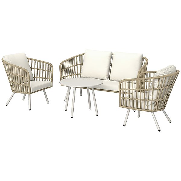 Outsunny Gartenmöbel Set aus Polyrattan Lounge-Set mit 2er Sofa Sessel Tisc günstig online kaufen
