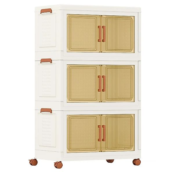 Costway Aufbewahrungsbox mit Deckel 52 L x 3 Stapelboxen Transparent günstig online kaufen