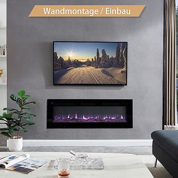 Balderia Elektrischer-Kamin Leif 50'' schwarz B/H/T: ca. 127x43x14,3 cm günstig online kaufen