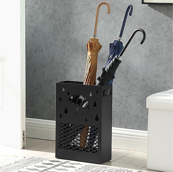 SONGMICS Schirmständer, Regenschirmständer aus Metall, herausnehmbare Tropf günstig online kaufen