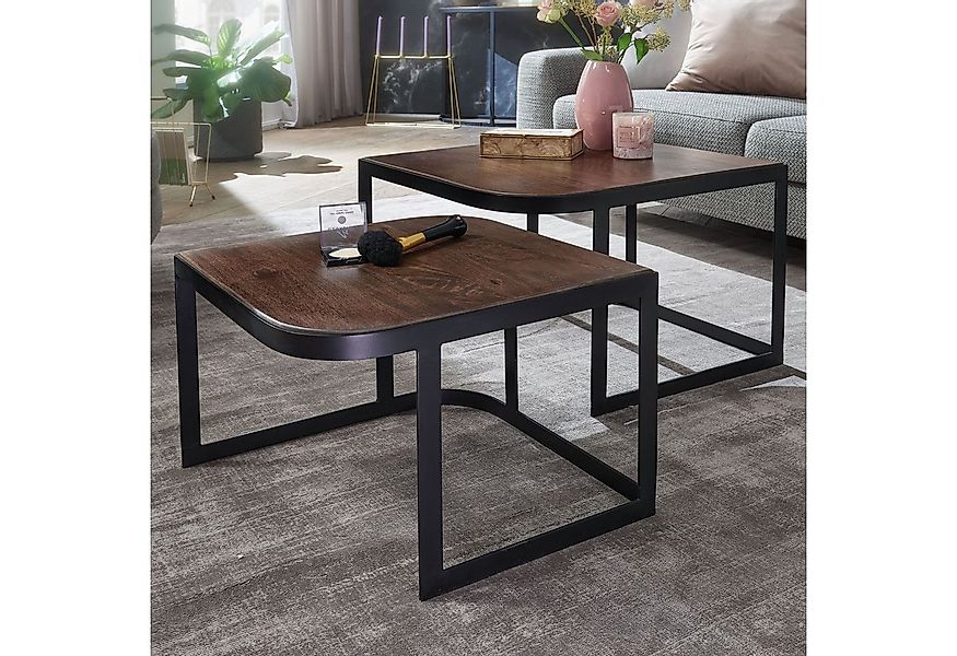 FINEBUY Satztisch FB25168 Couchtisch Massivholz Wohnzimmertisch 2er Set Bei günstig online kaufen