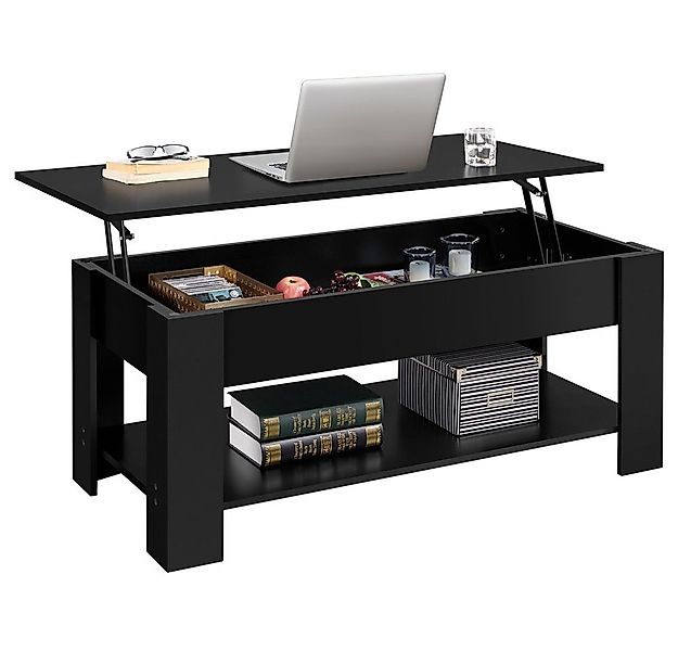 Yaheetech Couchtisch Höhenverstellbarer Kaffeetisch mit Verstecktem Staurau günstig online kaufen