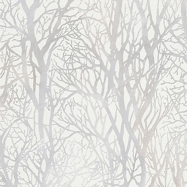 PROFHOME 300941-GU Natur Tapete Wald Matt Weiß Silber 0,53 m x 10,05 m 5,33 günstig online kaufen