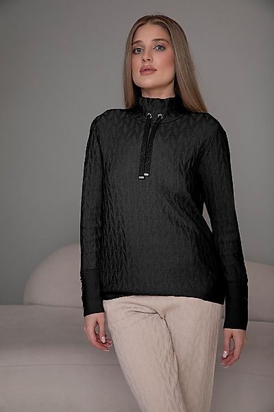 Passioni Strickpullover mit hohem Halsausschnitt aus Strukturstrick günstig online kaufen