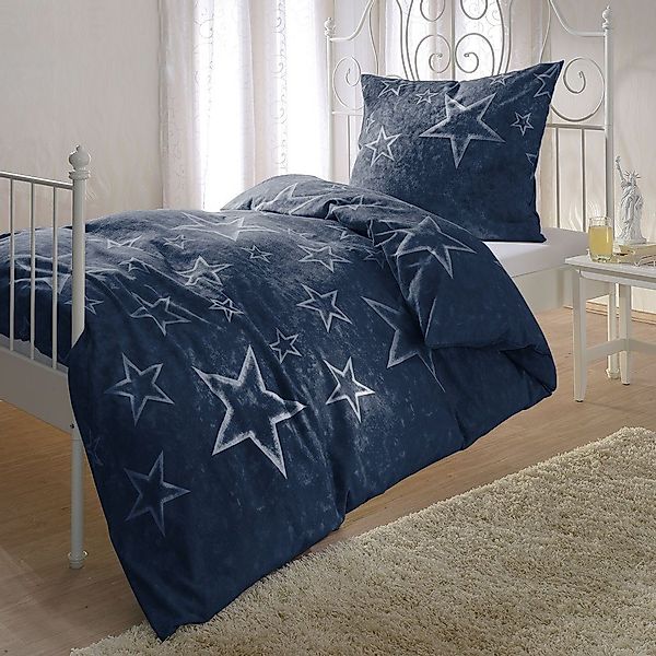 BETTWARENSHOP Bettwäsche Sterne, Biber, 2 teilig, günstig online kaufen