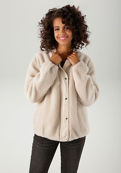Aniston CASUAL Wendejacke aus kuscheligem Teddy-Plüsch und glattem Webstoff günstig online kaufen