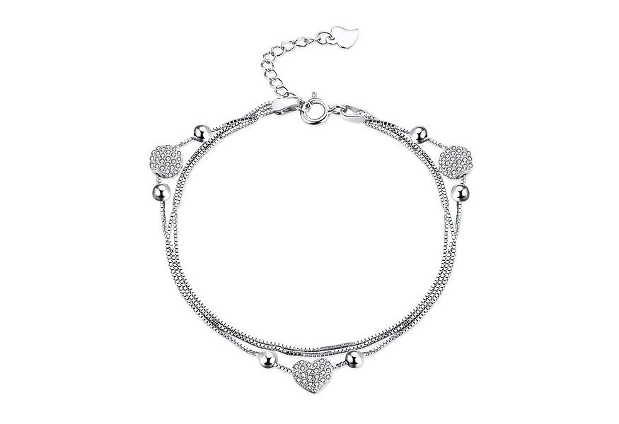 Lisandra Scott Silberarmband 925 Sterling Silber Damenarmband Herz-Perlen M günstig online kaufen