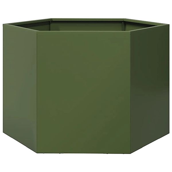 vidaXL Pflanzkübel Olivgrün Sechseckig 69x60x45 Stahl 851125 günstig online kaufen