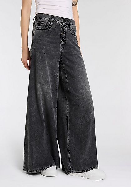 Herrlicher Weite Jeans Shyra Palazzo Denim Black mit hoher Leibhöhe, Seiten günstig online kaufen