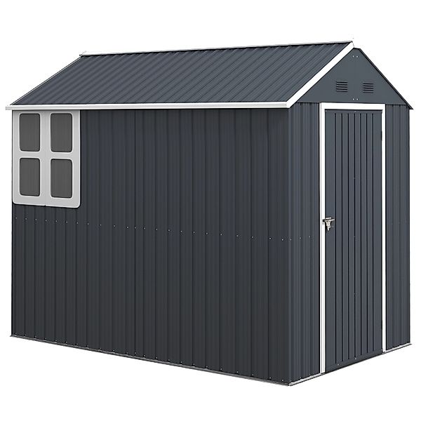 Outsunny Gartenschuppen Verzinkter Stahl Dunkelgrau 259L x 172B x 222H cm günstig online kaufen