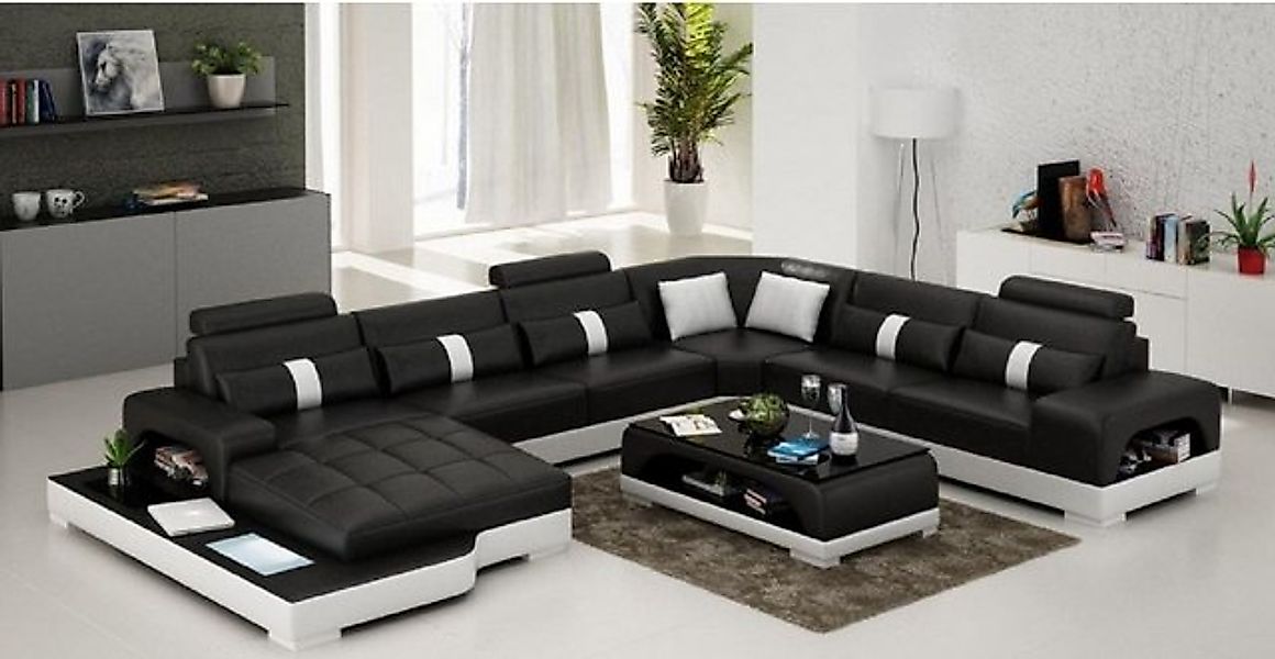 JVmoebel Ecksofa Leder U Form Wohnlandschaft Couch Big XXL Sofa mit USB Pol günstig online kaufen
