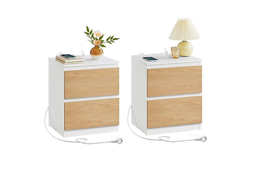 VASAGLE Nachttisch (2-St), Nachttisch mit Steckdosenleiste, Beistelltisch, günstig online kaufen
