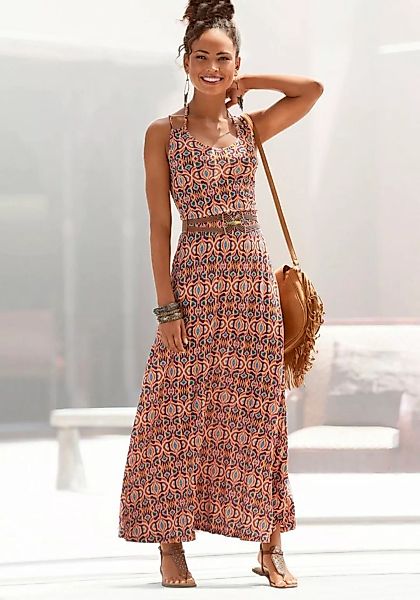 LASCANA Maxikleid mit Ethnoprint und verstellbaren Trägern, Sommerkleid, St günstig online kaufen
