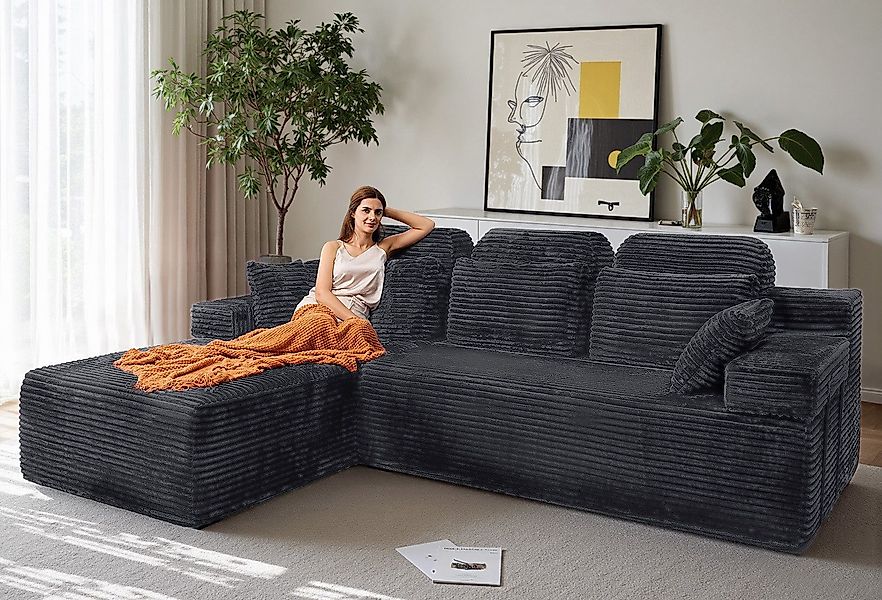 Patbrela Ecksofa Couch L-Form,Sofa Links Cordstoff günstig online kaufen
