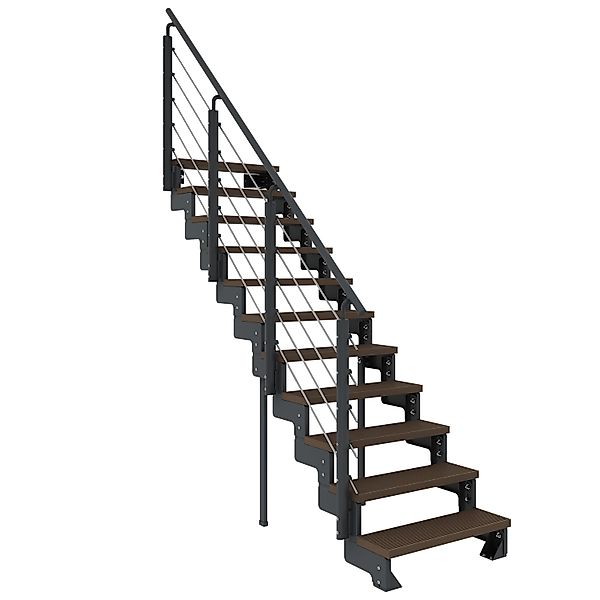 Dolle Außentreppe Gardentop Anthrazit 11 Stufen 100 cm Braun inkl. Geländer günstig online kaufen
