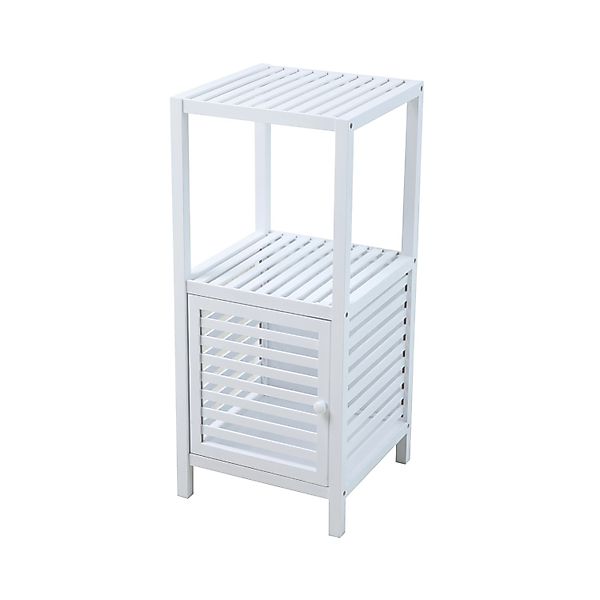 Svita Badregal S Mit Tür Badezimmerschrank Mit Regal Freistehend Bambus Wei günstig online kaufen