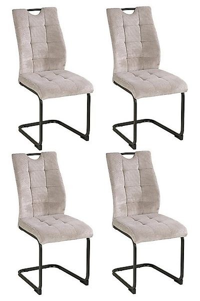 Home4You Freischwinger, Beige, Schwarz, Mikrofaser, Webstoff, Metall, (Set, günstig online kaufen