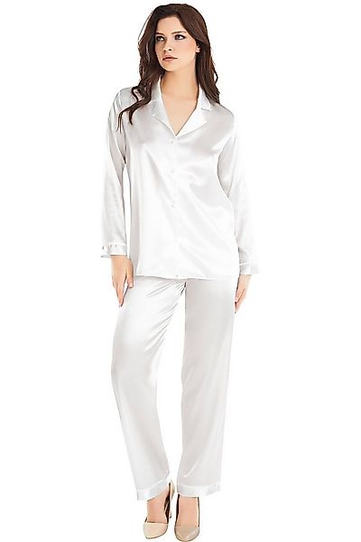 Pyjamahose Zweiteiliges Satin-Pyjama-Set mit Knopfleiste günstig online kaufen