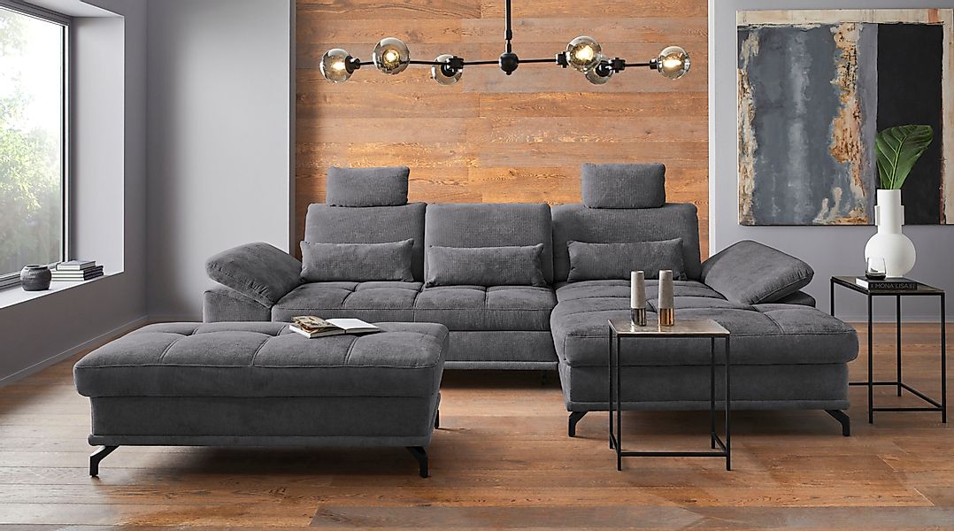 Places of Style Ecksofa Costello, mit Sitztiefenverstellung und Armlehnfunk günstig online kaufen