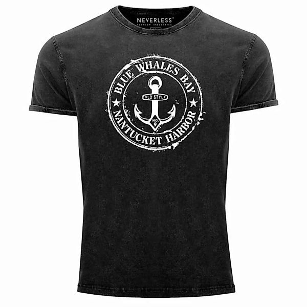 Neverless Print-Shirt Herren Vintage Shirt Anker Motiv maritim Retro Anchor günstig online kaufen