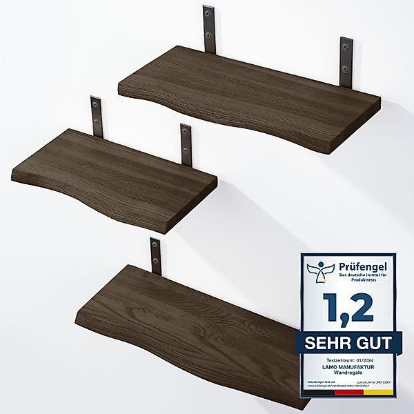 LAMO Manufaktur Wandregal LAMO Manufaktur 3 Stück Wandregal Holz 42/36/30cm günstig online kaufen