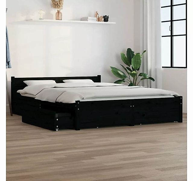 furnicato Bett mit Schubladen Schwarz 160x200 cm günstig online kaufen