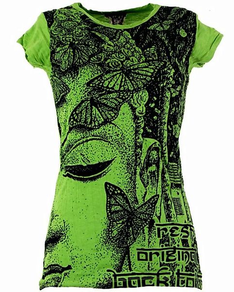 Guru-Shop T-Shirt Sure T-Shirt Buddha - grün Goa Style, alternative Bekleid günstig online kaufen