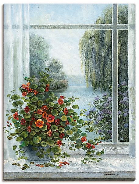 Artland Leinwandbild "Kapuzinerkresse am Fenster" Arrangements 1 Stk. tlg. günstig online kaufen