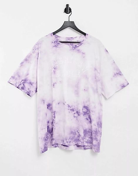 American Eagle – Locker geschnittenes T-Shirt mit lila Batikmuster günstig online kaufen
