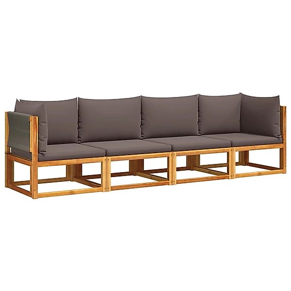 vidaXL 4-tlg. Garten-Sofagarnitur mit Kissen Massivholz Akazie günstig online kaufen