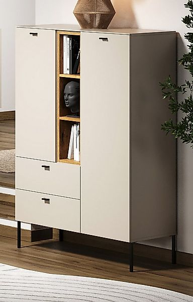 Furn.Design Highboard Alegro (Schrank in Sand / Cashmere mit Eiche, 93 x 14 günstig online kaufen
