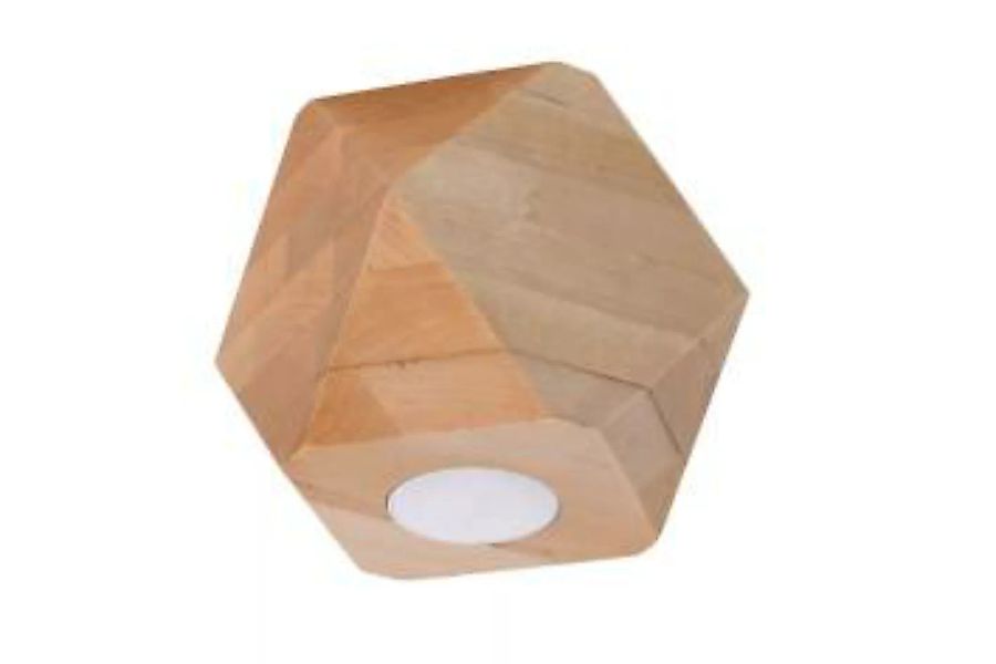 Kleine Deckenleuchte Holz geometrisch H: 12 cm flach GU10 günstig online kaufen