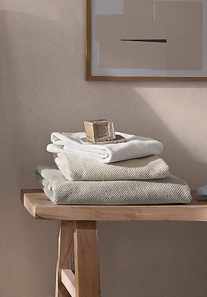 hessnatur Frottier-Handtuch mit Struktur aus Bio-Baumwolle - beige - Größe günstig online kaufen