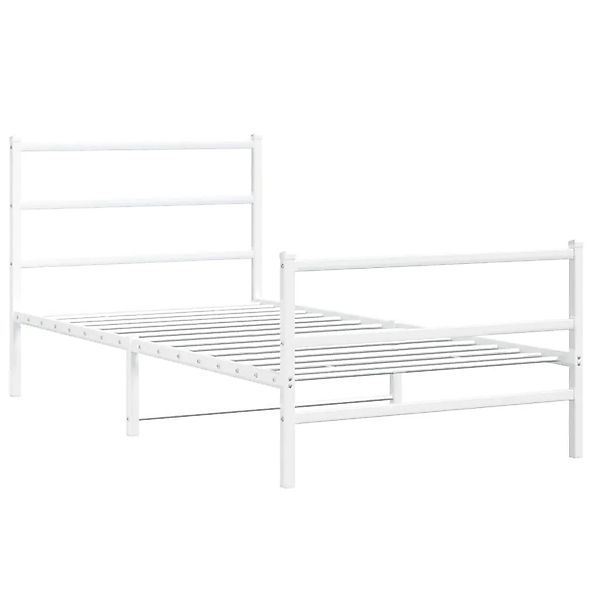 vidaXL Bettgestell mit Kopf- und Fußteil Metall Weiß 100x200 cm 355427 günstig online kaufen
