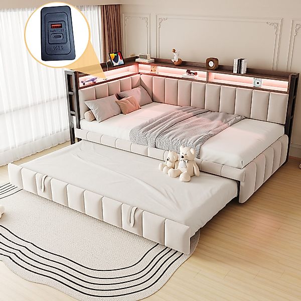 Merax Daybett 90x200cm Schlafsofa mit LED-Beleuchtung günstig online kaufen