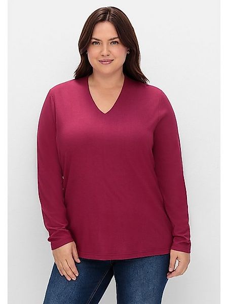 Sheego Langarmshirt Große Größen aus Baumwoll-Modal-Mix, vorn doppellagig günstig online kaufen