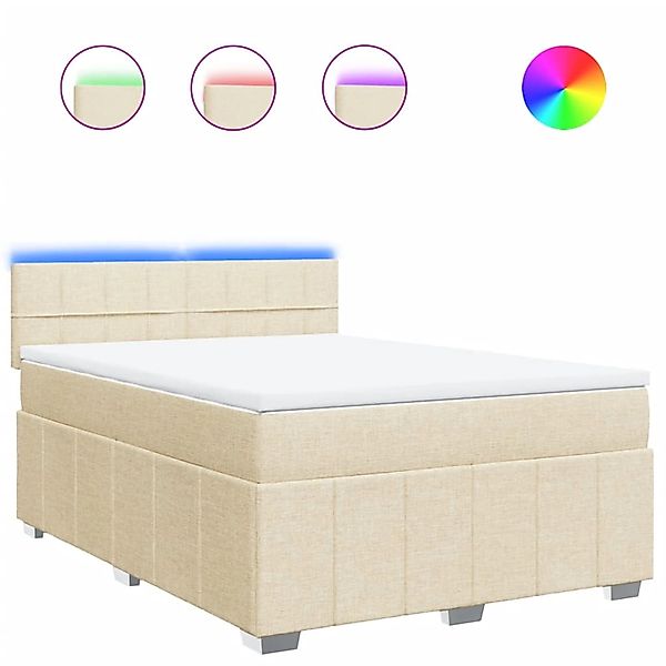 vidaXL Boxspringbett mit Matratze Creme 140x200 cm Stoff 3289396 günstig online kaufen
