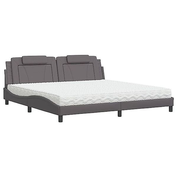 vidaXL Bettgestell, Bett mit Matratze Grau 200x200 cm Kunstleder günstig online kaufen